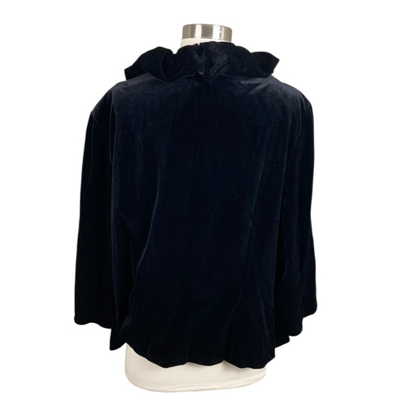 Adrianna Papell Evening Black Velvet Ruffle Collar Jacket 22W Holiday Cocktail - Picture 3 of 4